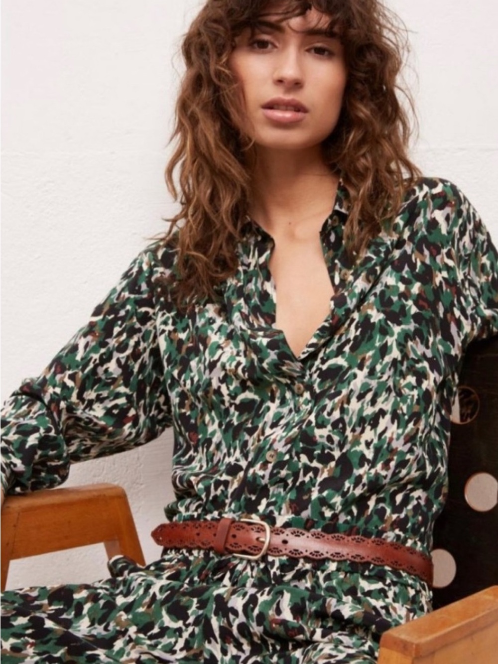 Gerard Darel camouflage silk Dress, Size M